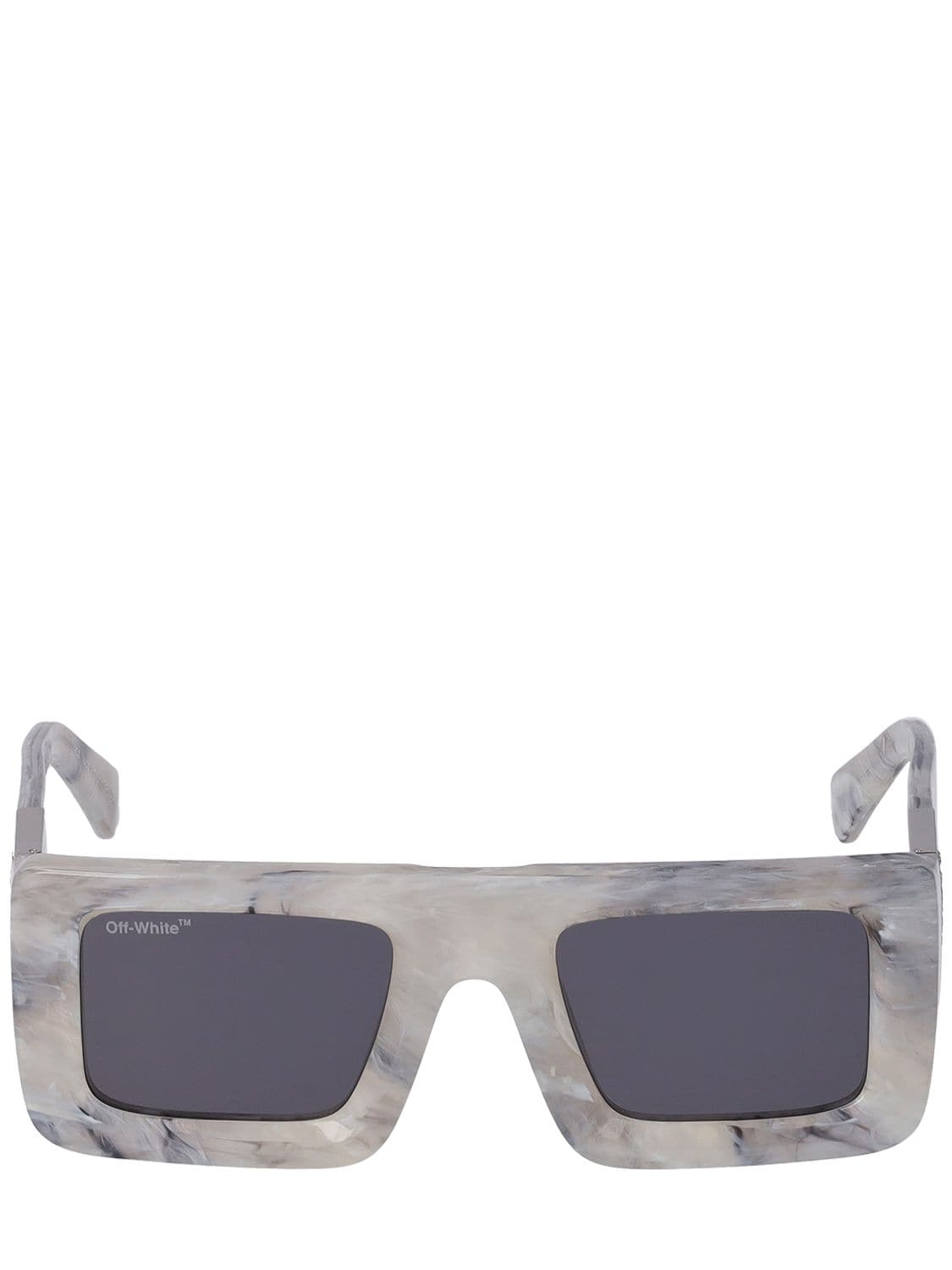Off-white Leonardo Squared Acetate Sunglasses In Marble,smoke