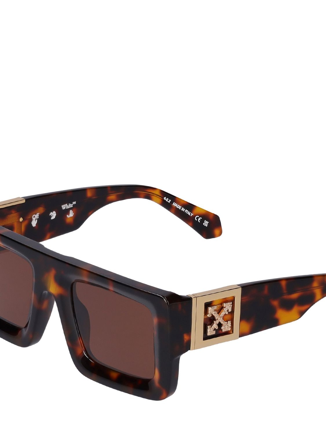 Shop Off-white Leonardo Squared Acetate Sunglasses In Havana,brown