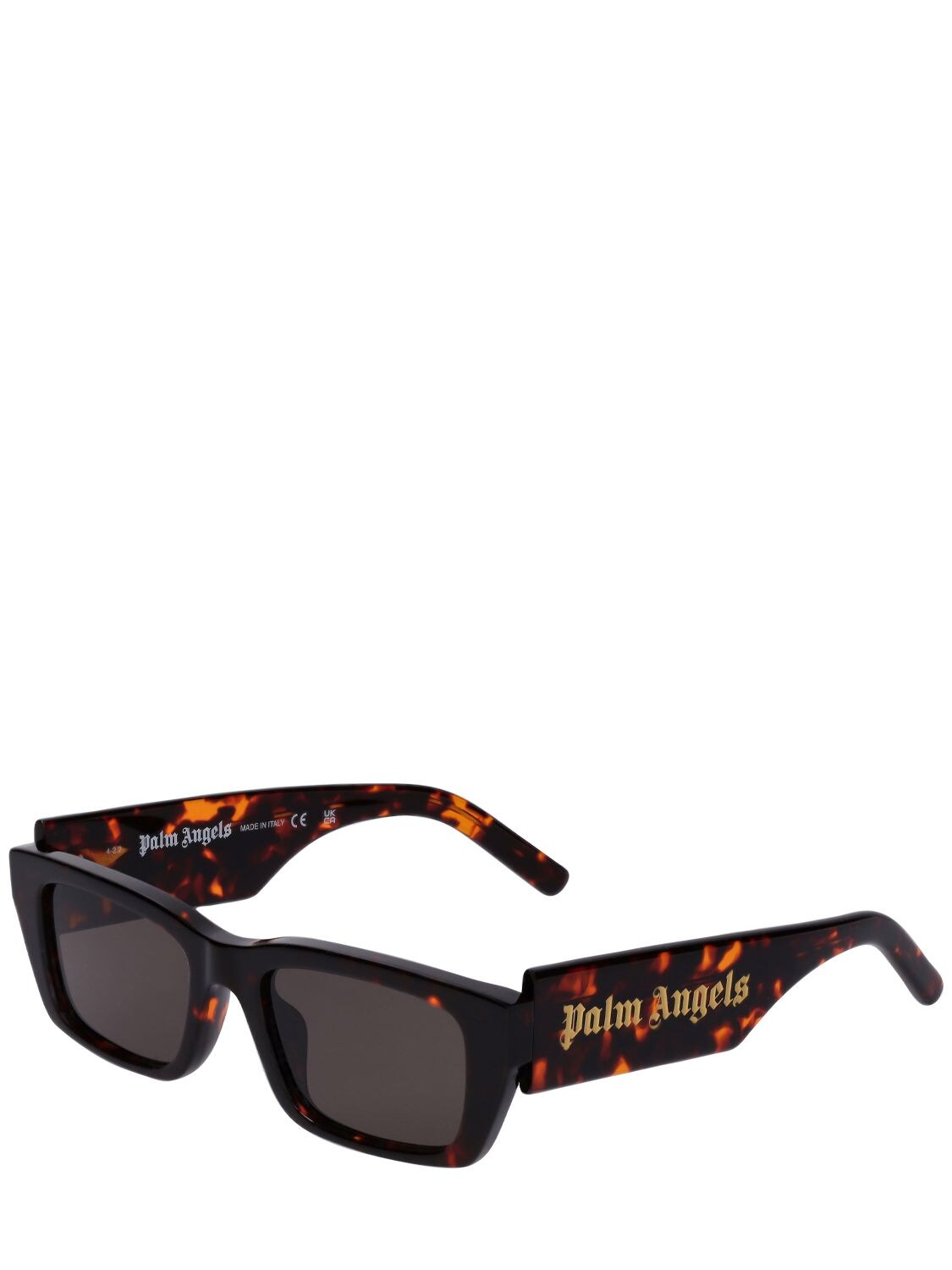 Shop Palm Angels Palm Squared Acetate Sunglasses In Havana,smoke