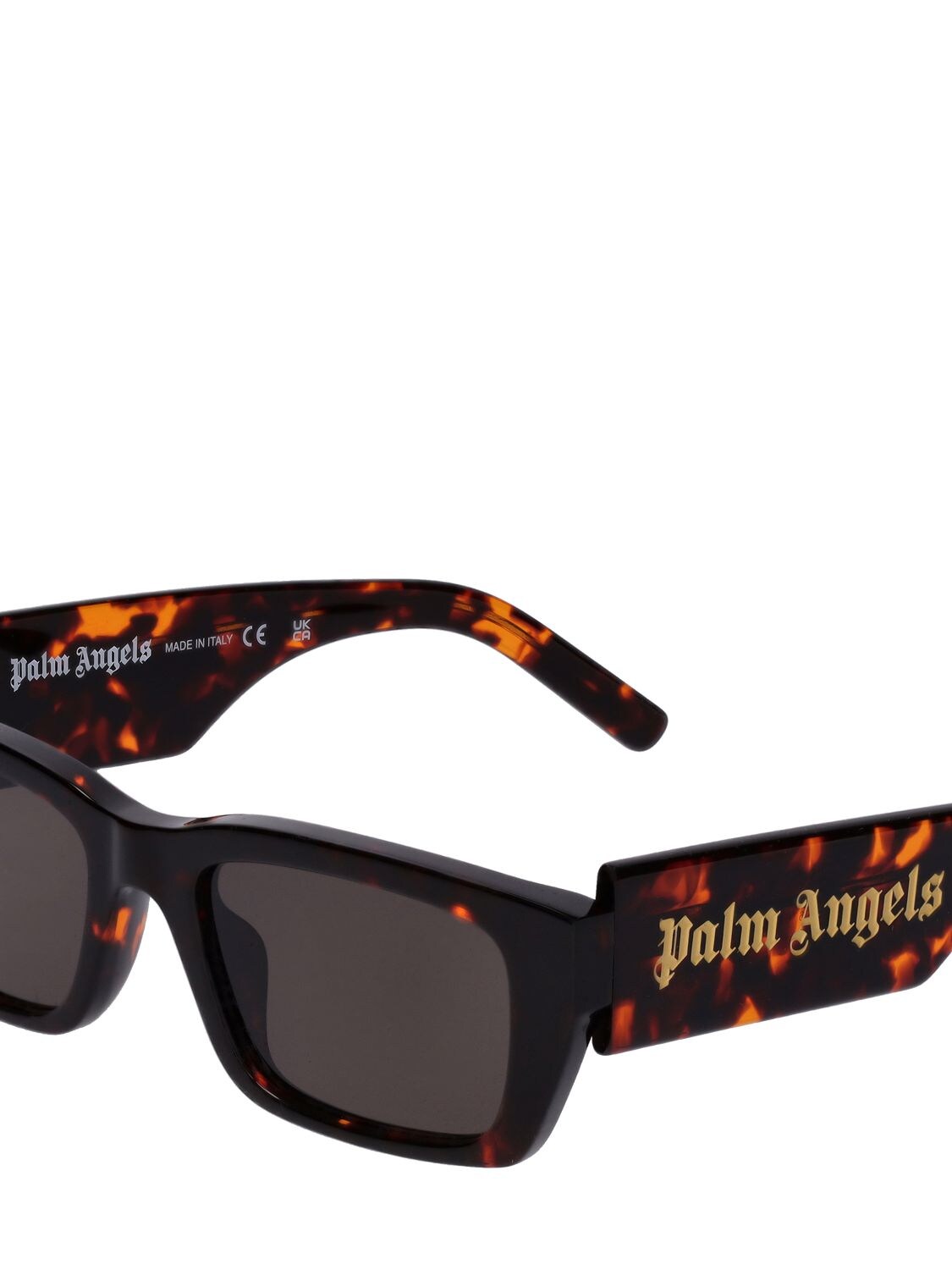 Shop Palm Angels Palm Squared Acetate Sunglasses In Havana,smoke