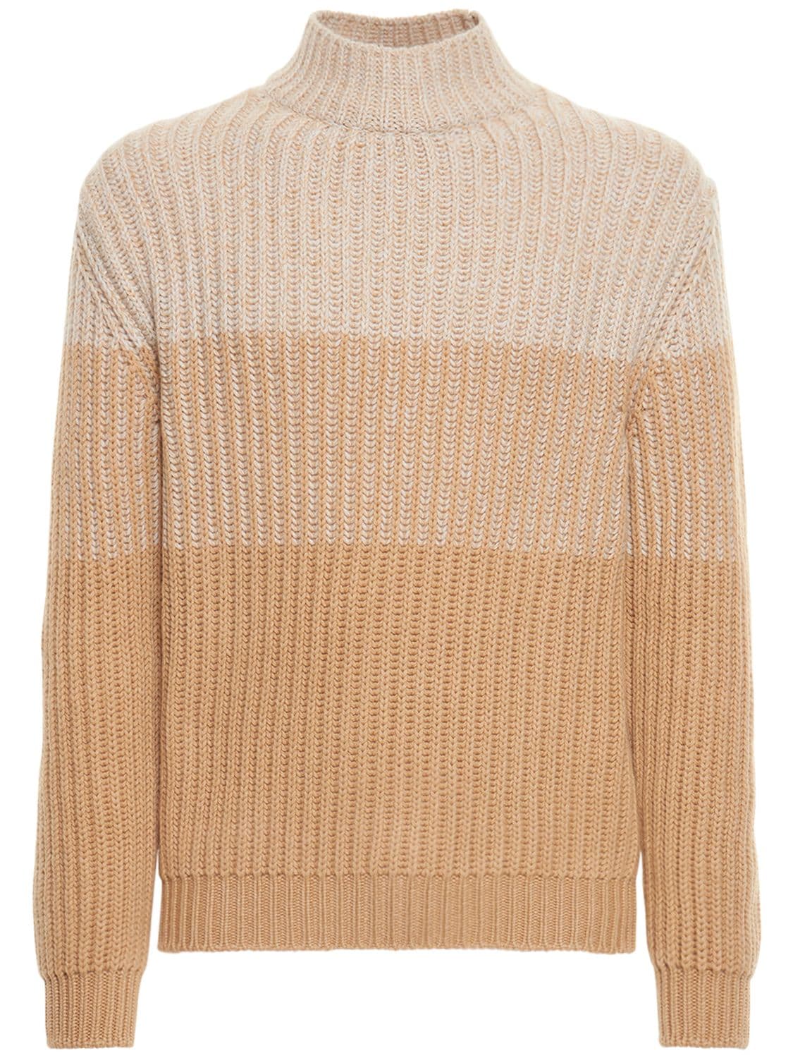 Agnona Knit Cashmere Turtleneck Sweater In Neutrals