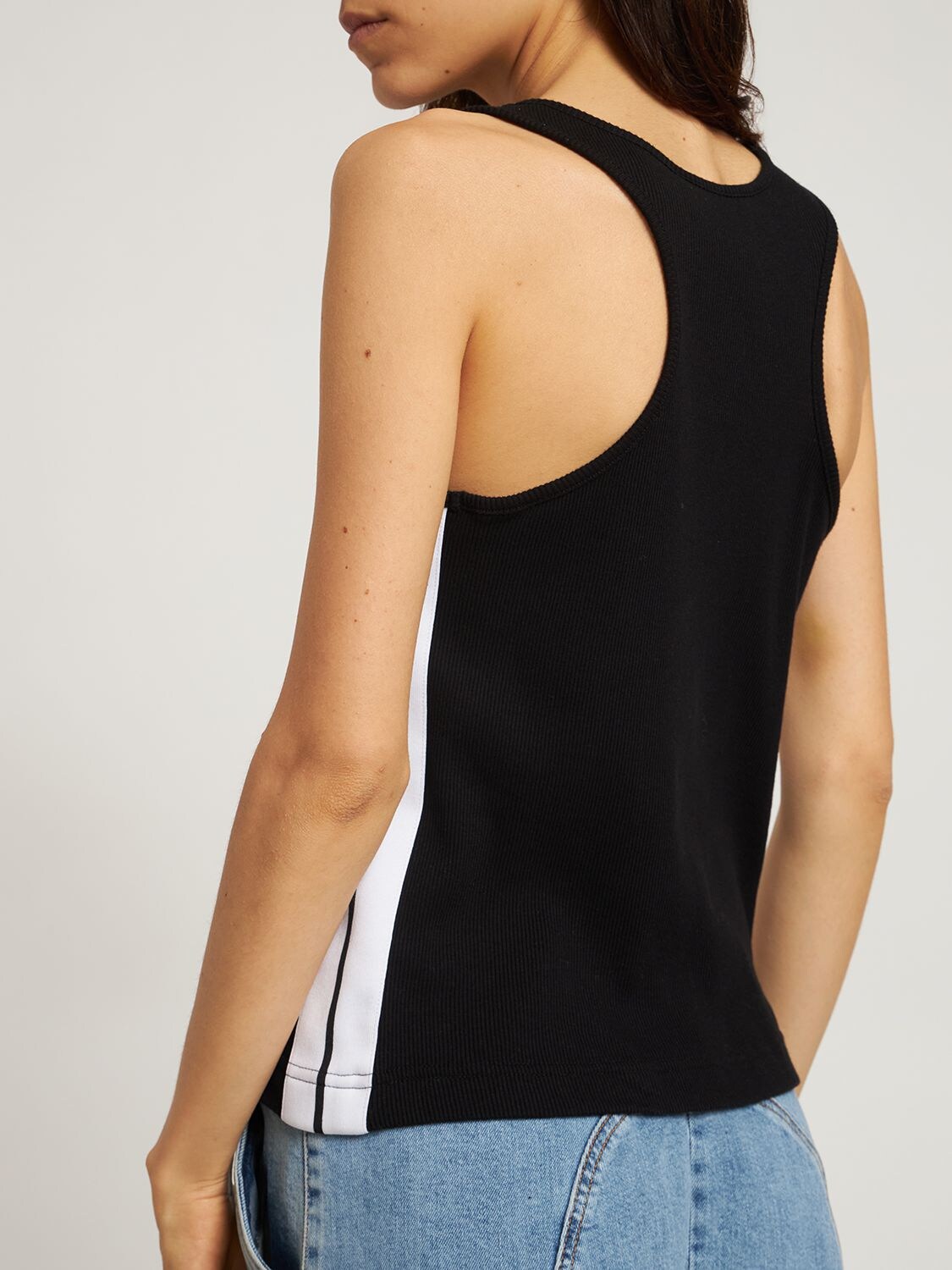 Shop Palm Angels Classic Logo Cotton Jersey Tank Top In Black