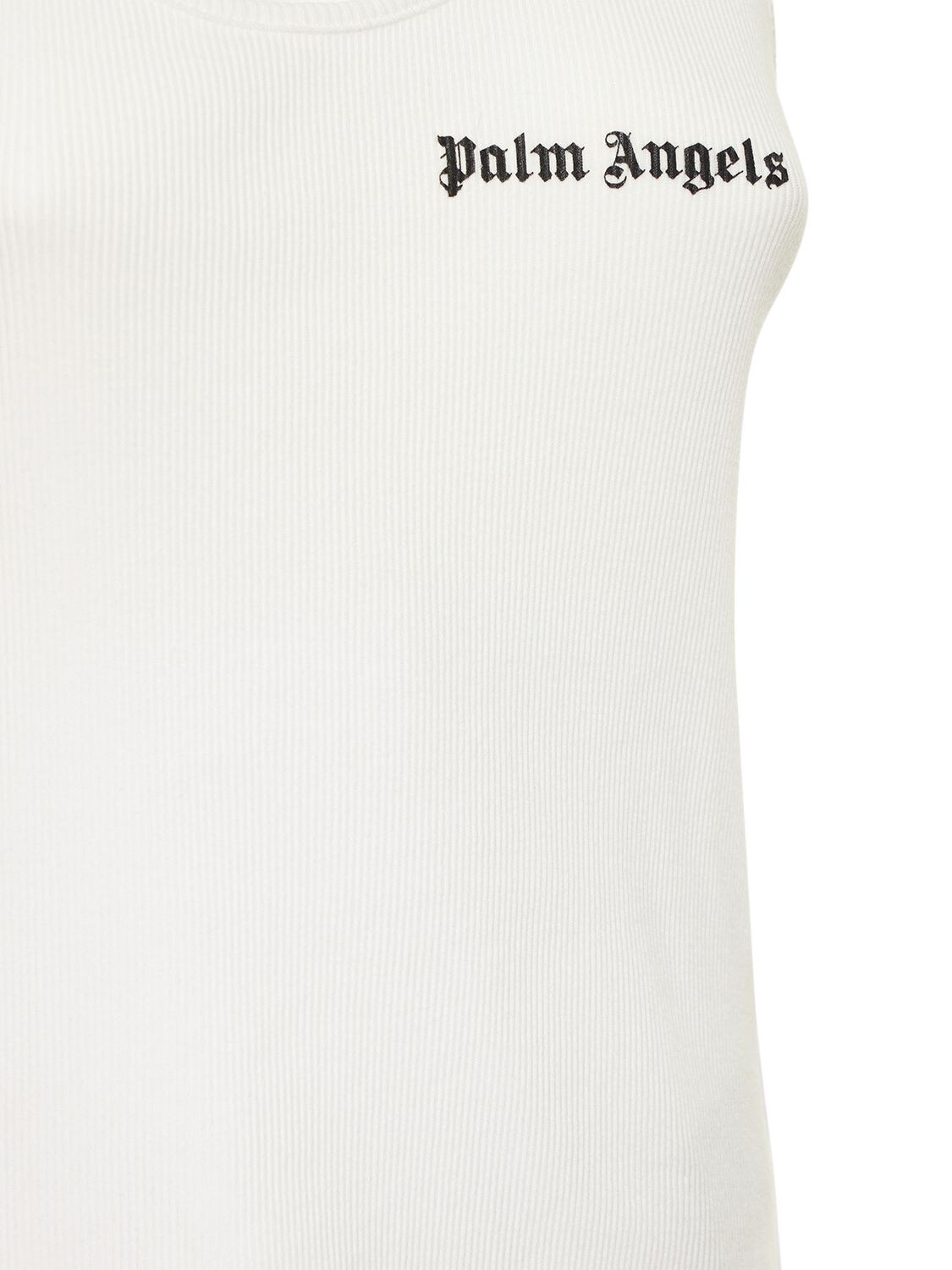 Shop Palm Angels Classic Logo Cotton Jersey Tank Top In White