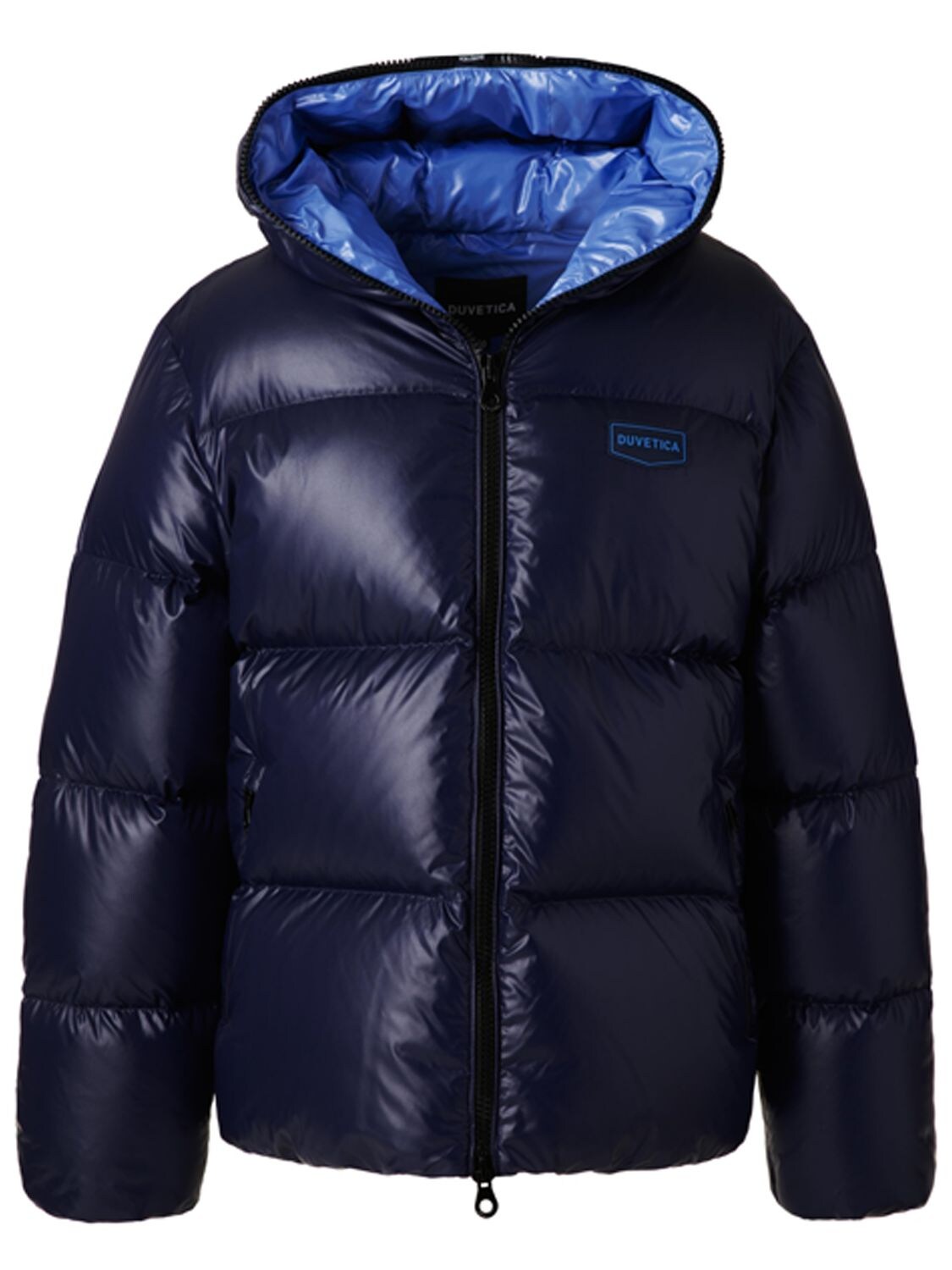 Duvetica Auva Hooded Full-zip Nylon Down Jacket In Blue