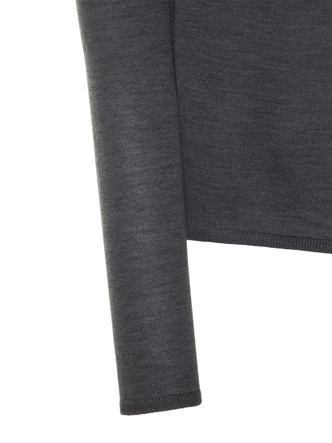 Shop Aspesi Fine Knit Wool Turtleneck Sweater In Grey Smoke