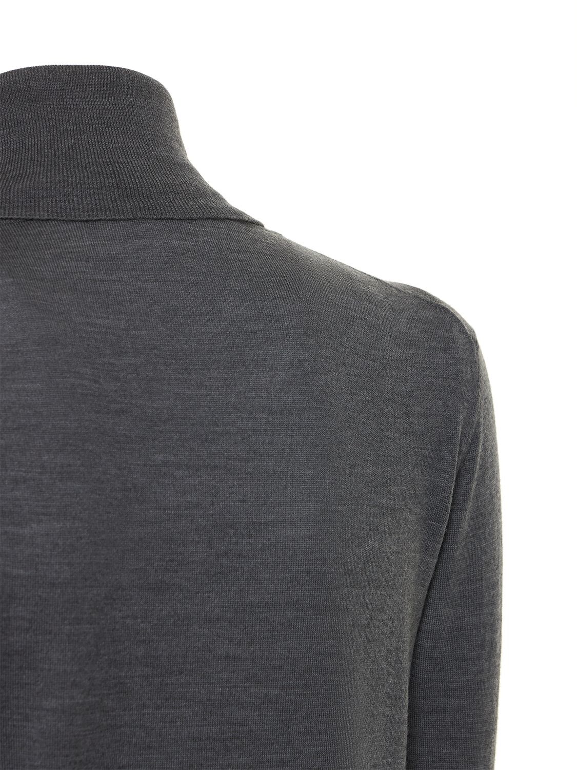 Shop Aspesi Fine Knit Wool Turtleneck Sweater In Grey Smoke