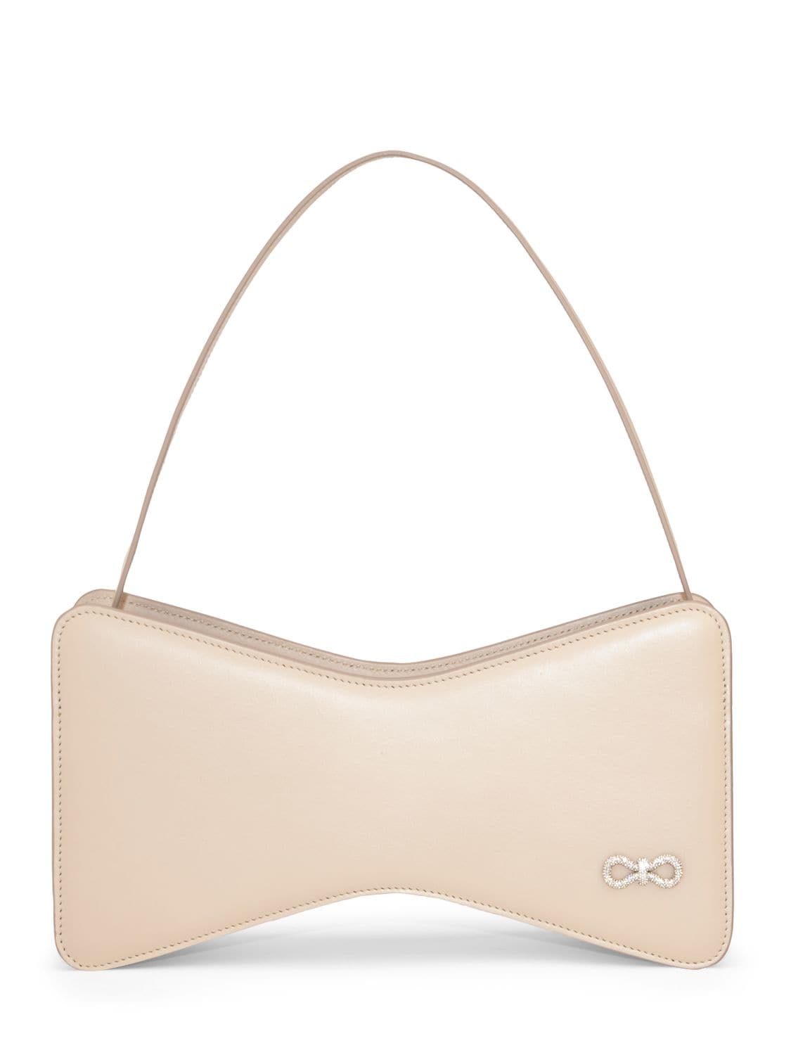 Mach & Mach Lg Bow Leather Baguette Top Handle Bag In Beige
