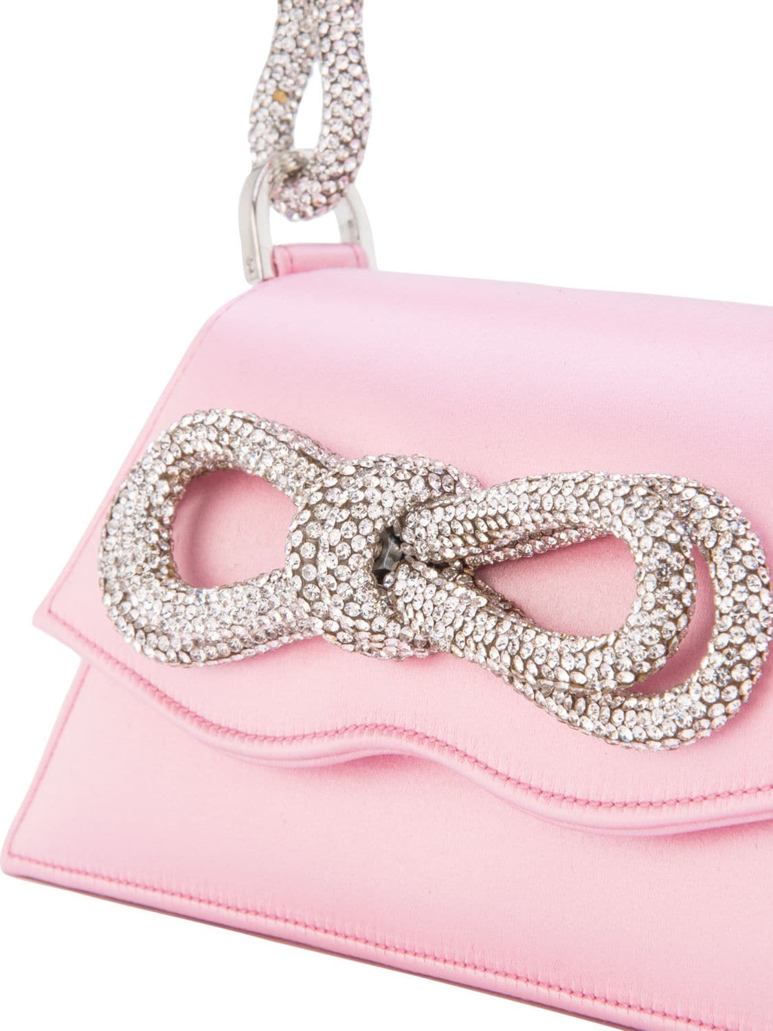Shop Mach & Mach Md Samantha Satin Top Handle Bag W/ Bow In Pink