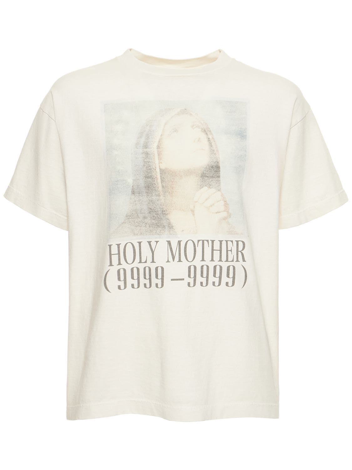 Saint Michael Holy Mother Printed Cotton T-shirt In White | ModeSens