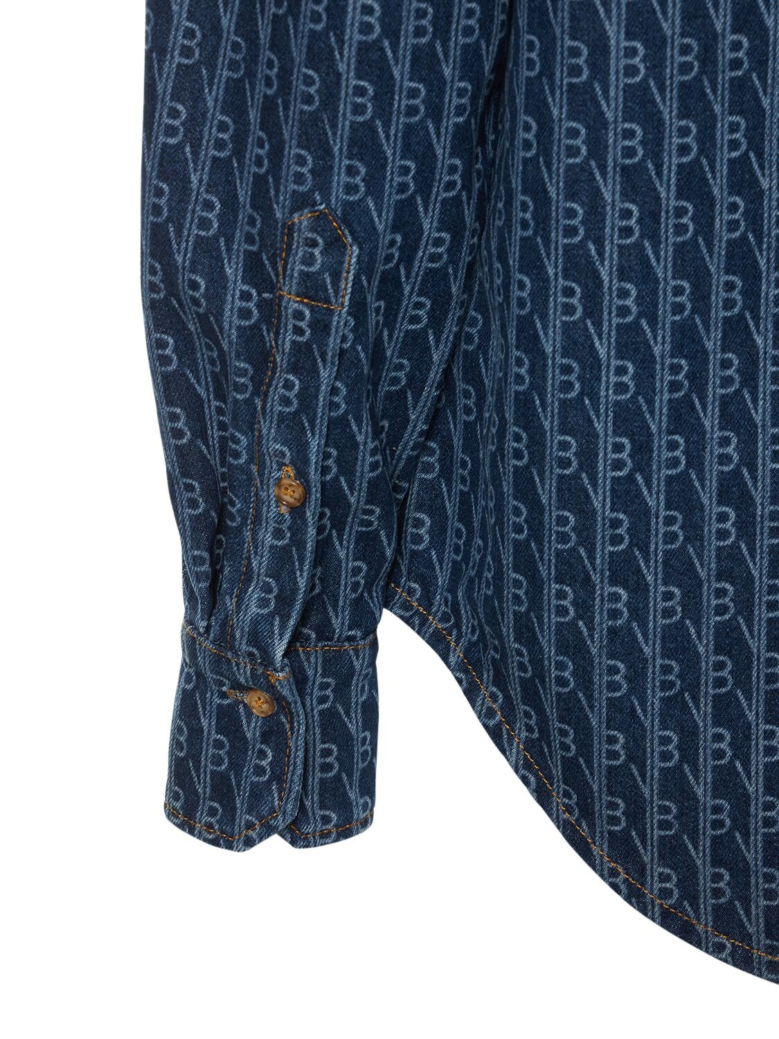 Victoria Beckham Vb Monogram Denim Shirt in Blue