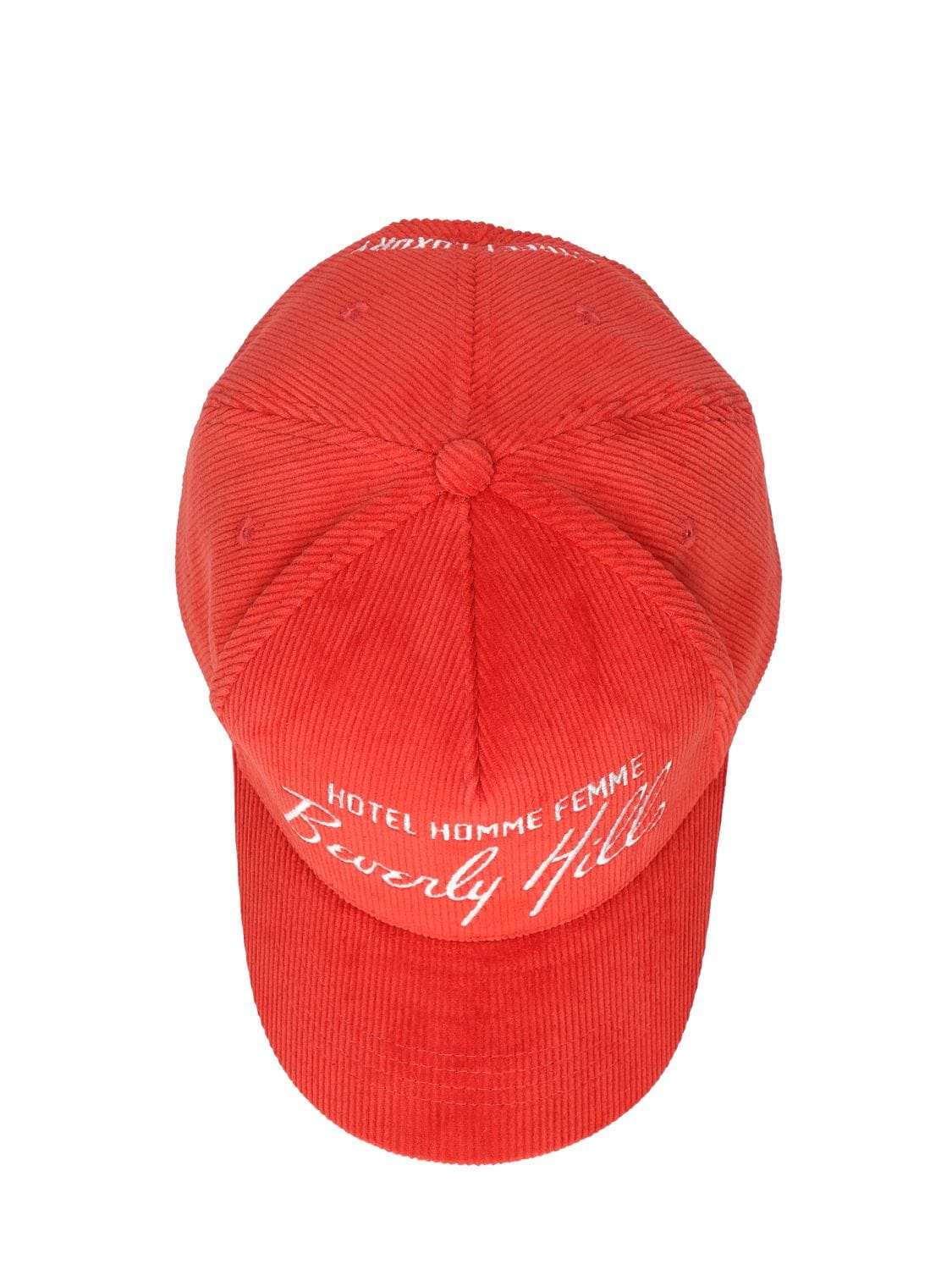 Shop Homme + Femme La Homme Hotel Cotton Corduroy Hat In Red