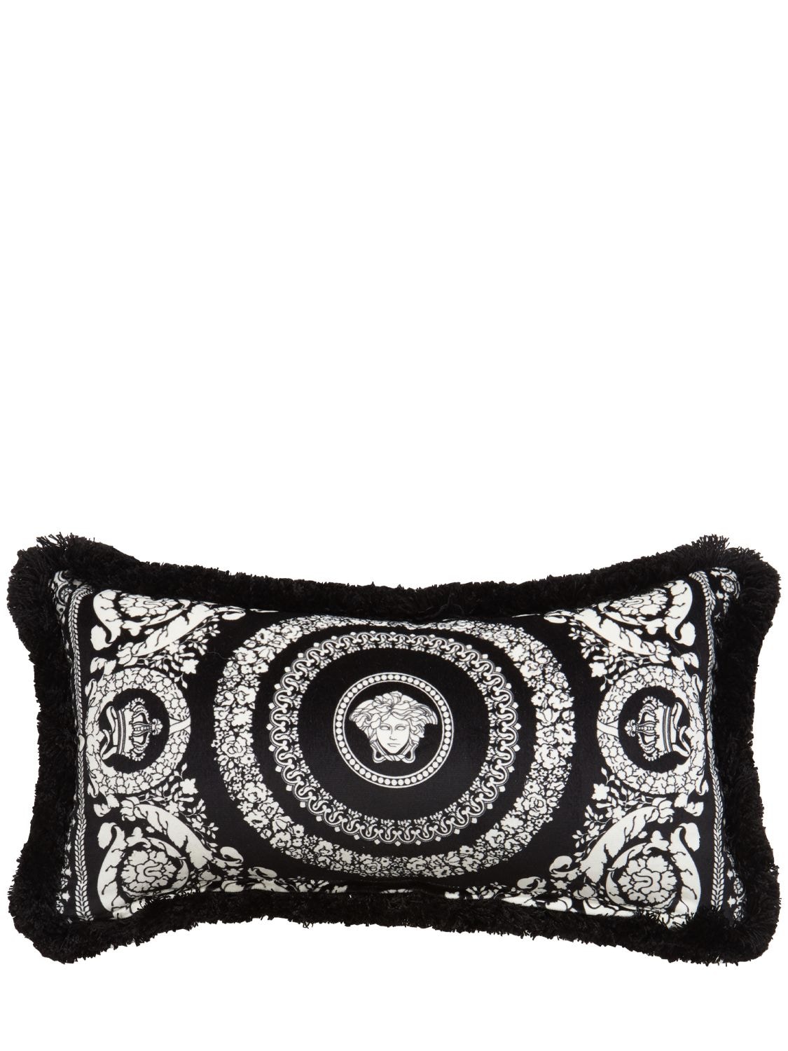 Shop Versace Barocco Foulard Cushion In Nero-bianco