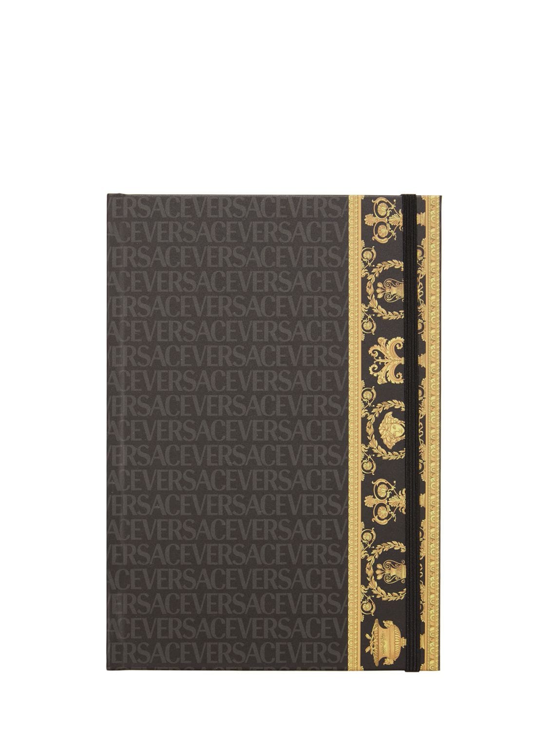 Versace Barocco & Dressing Gown Notebook In Black