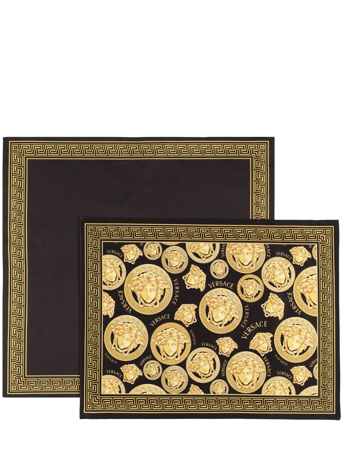 Versace Set Of 2 Medusa Amplified Tablemats In Black,gold