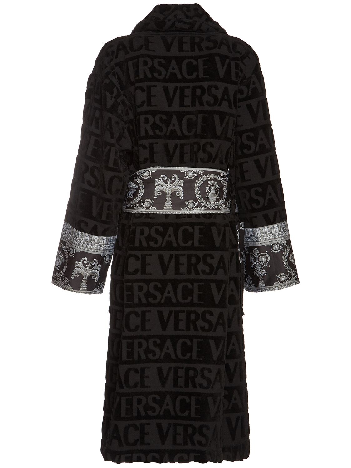 Shop Versace Cotton Bathrobe In Black