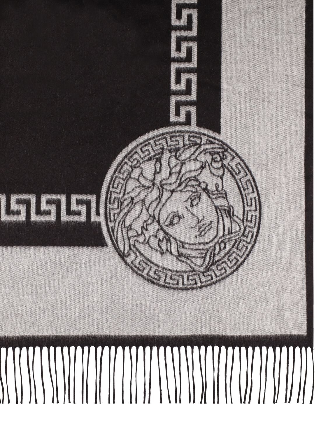 Shop Versace Silk & Cashmere Throw In Black,grey