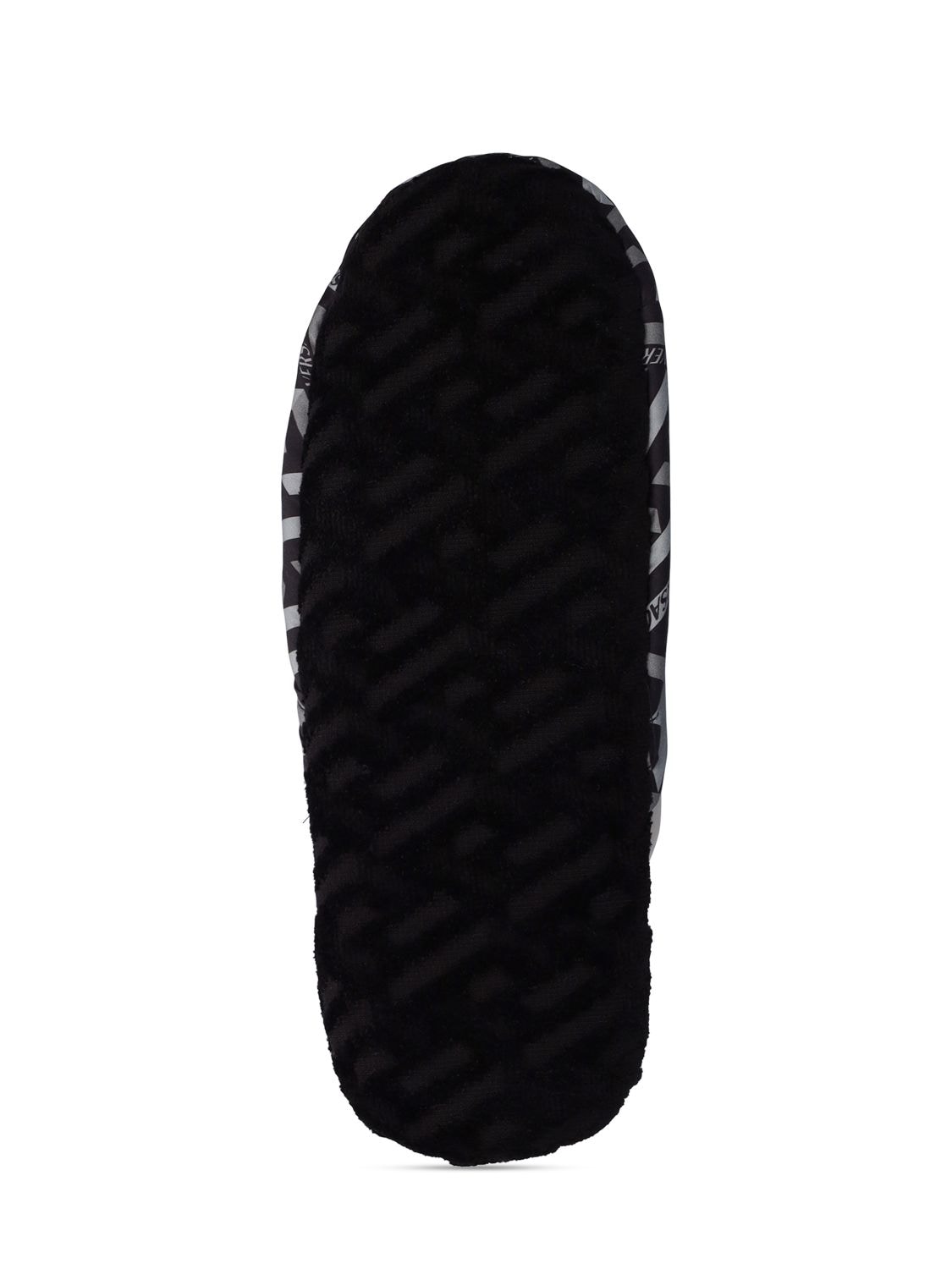 Shop Versace Greca Signature Slippers In Black-grey