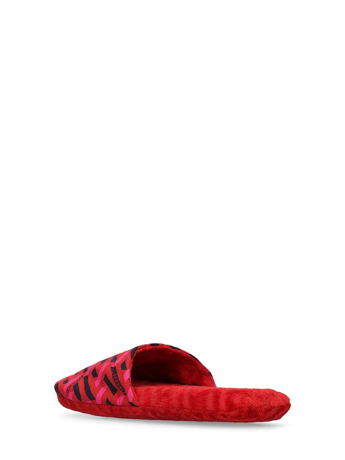Shop Versace Greca Signature Slippers In Parade Red