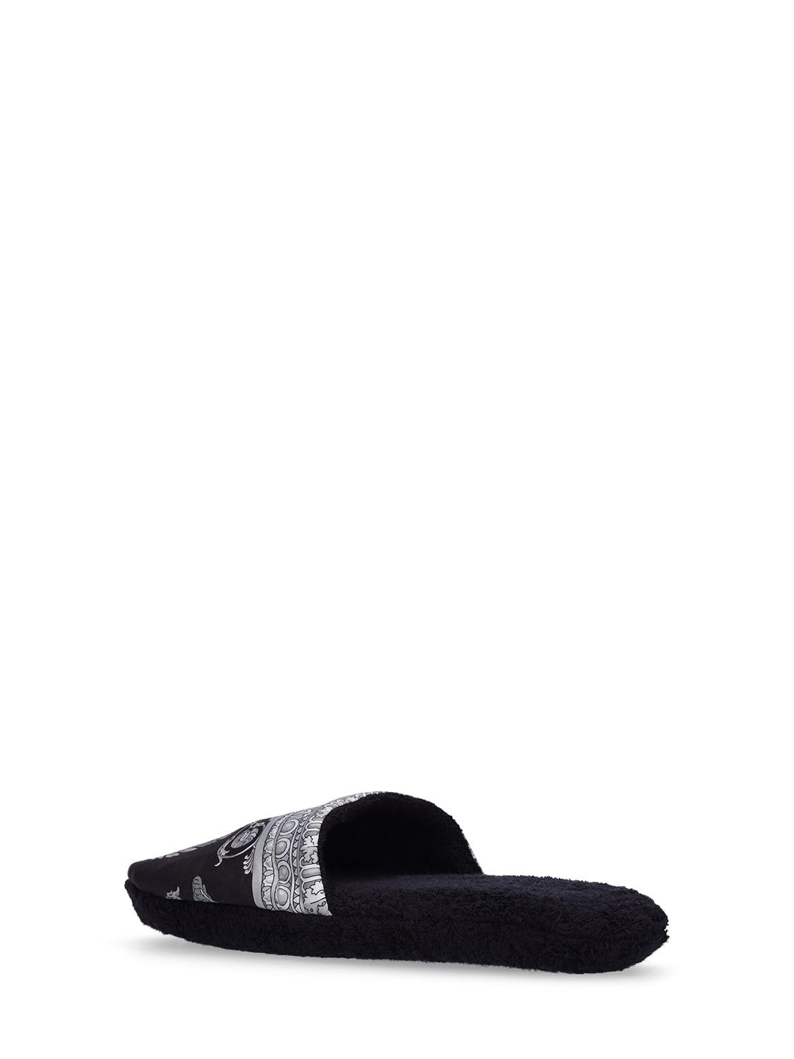 Shop Versace Cotton Slippers In Black