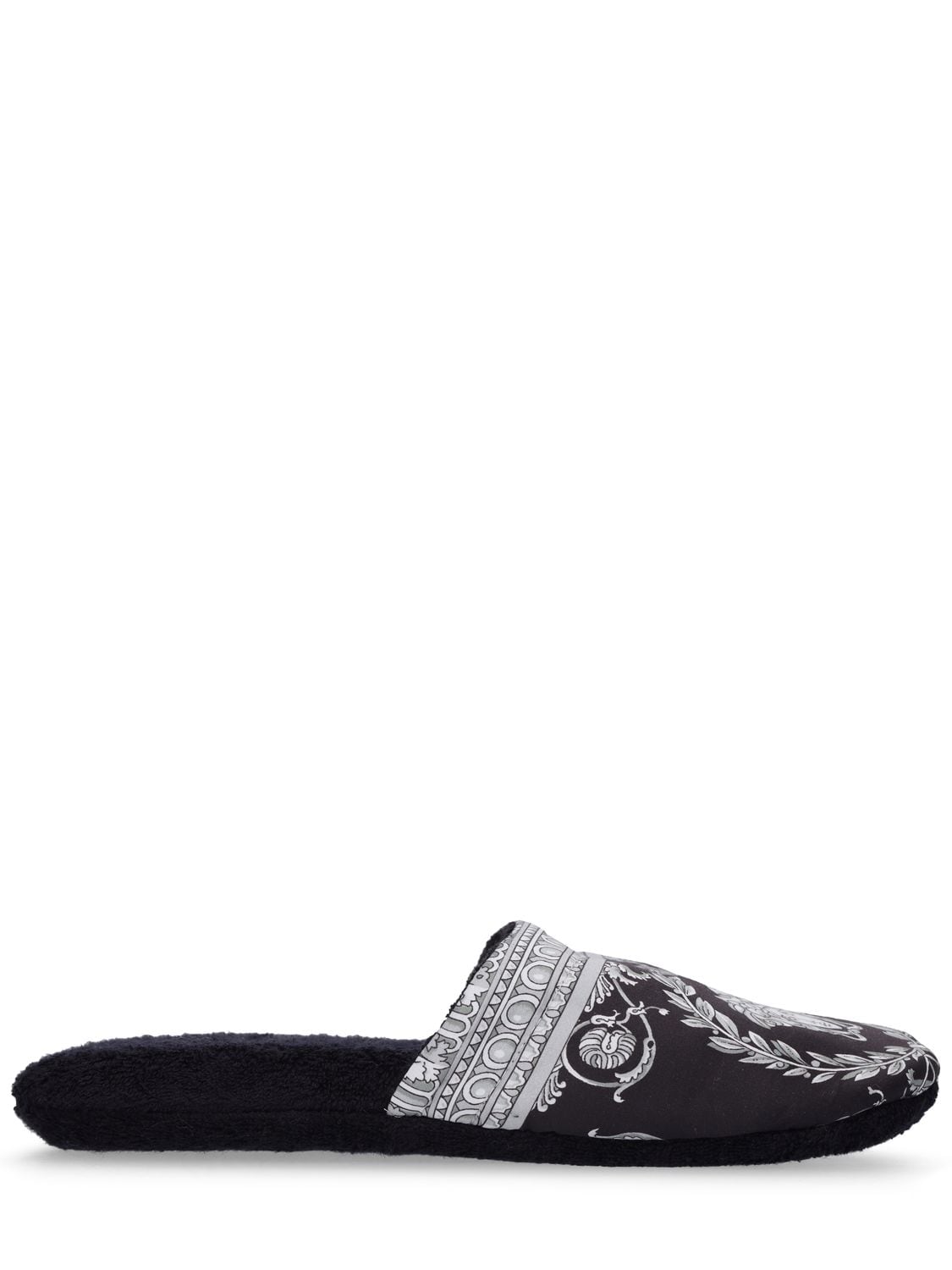 Versace Cotton Slippers In Black