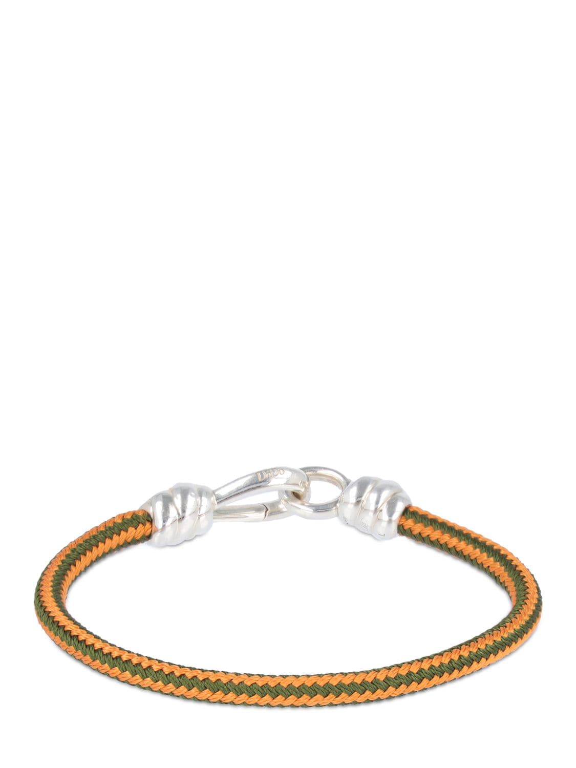 Shop Dodo Nodo Silver & Cotton Cord Bracelet In Orange,green