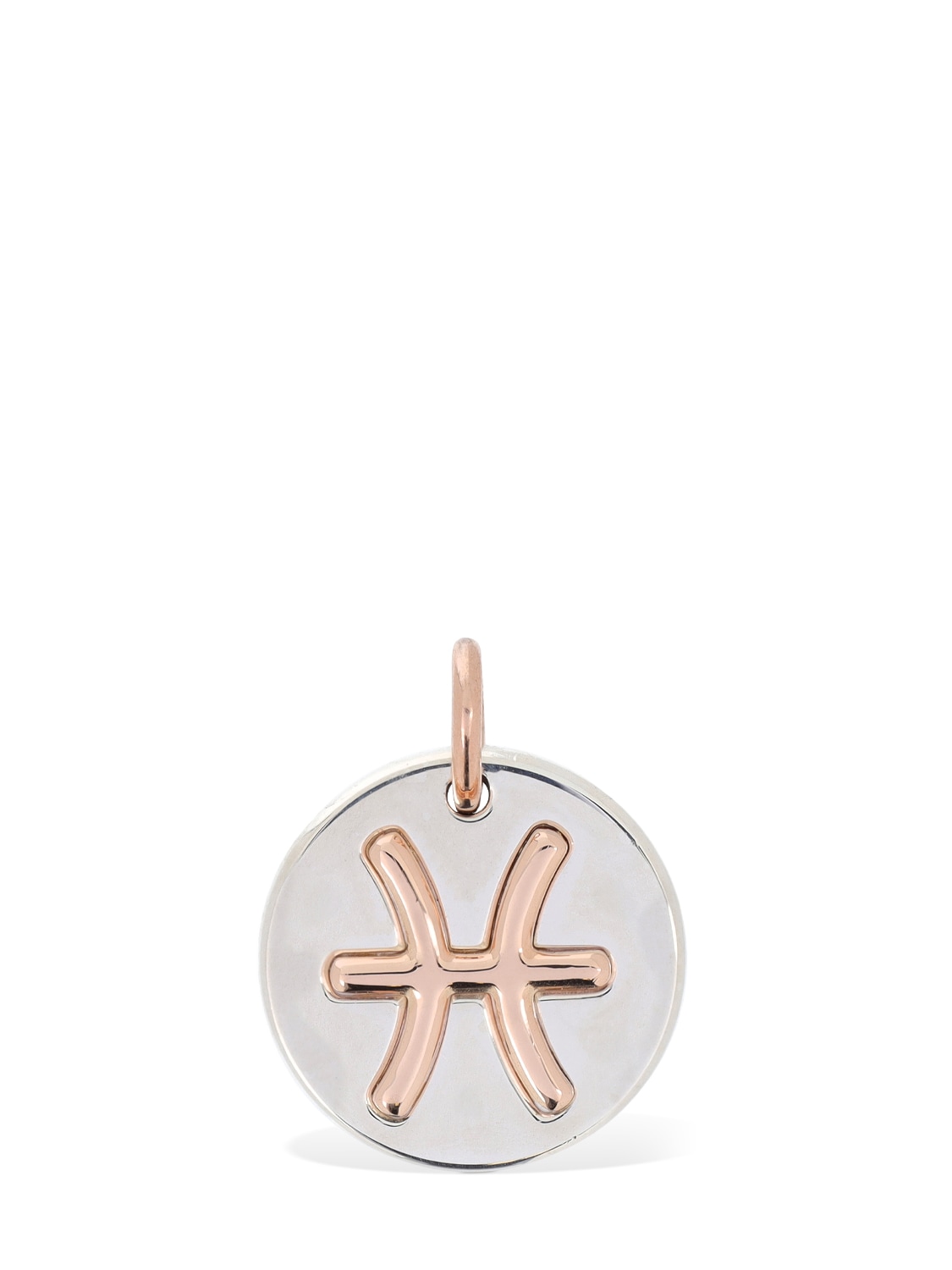 Dodo 9kt Rose Gold & Silver Pisces Charm In Silver,rose Gold