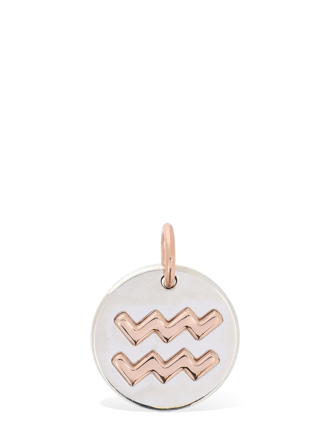 Dodo 9kt Rose Gold & Silver Aquarius Charm In Silver,rose Gold