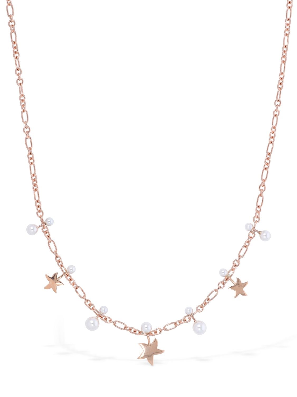 Dodo 9kt Rose Gold Stellina Necklace In Rosegold,white