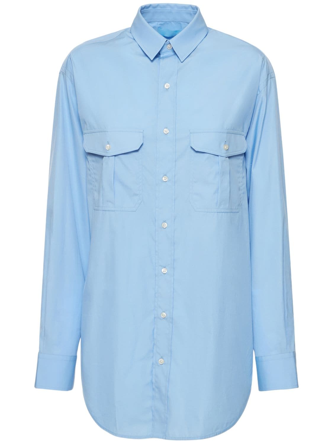 Wardrobe.nyc Cotton Poplin Mini Shirt Dress In Blue