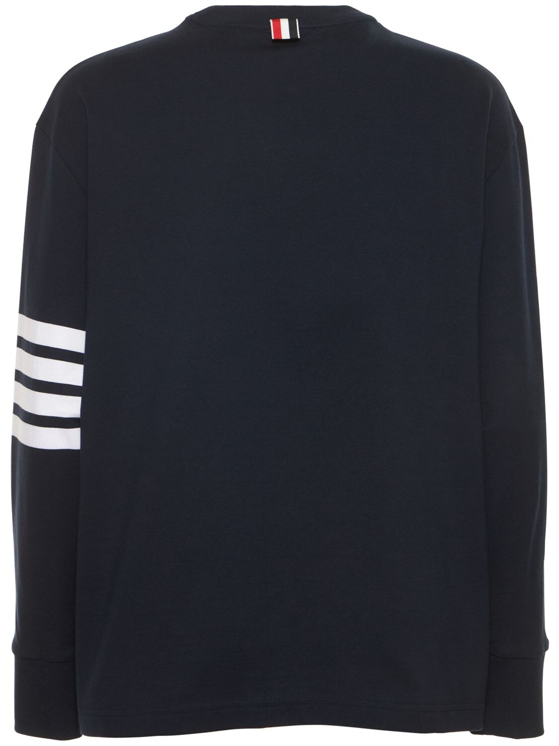 Shop Thom Browne Cotton Jersey Over Sweatshirt W/ Stripe In Navy