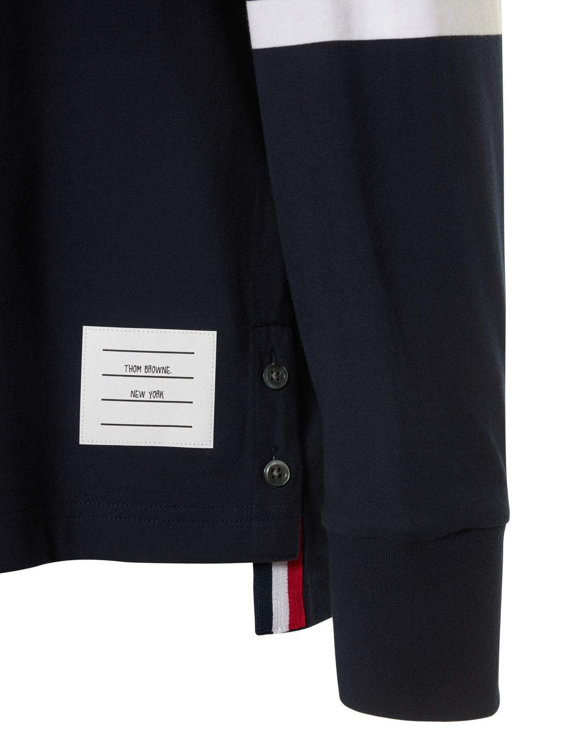 Shop Thom Browne Cotton Jersey Over Sweatshirt W/ Stripe In Navy