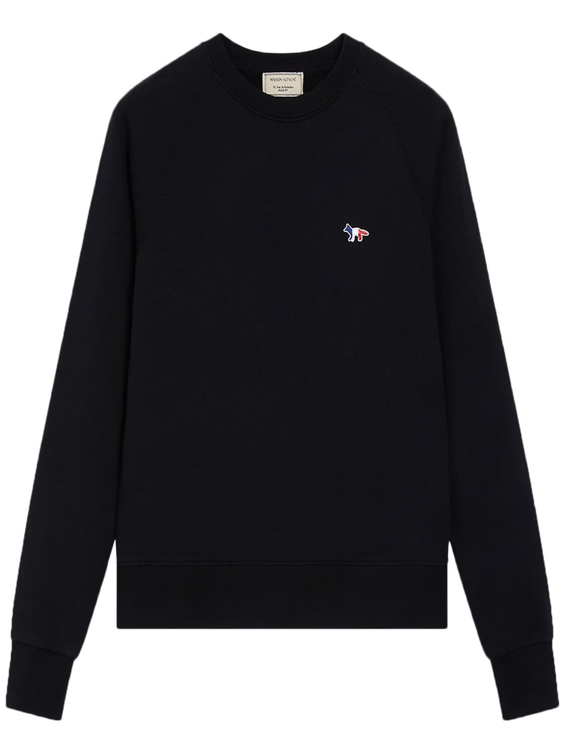 Maison Kitsuné Tricolor Fox Logo Cotton Sweatshirt In Black