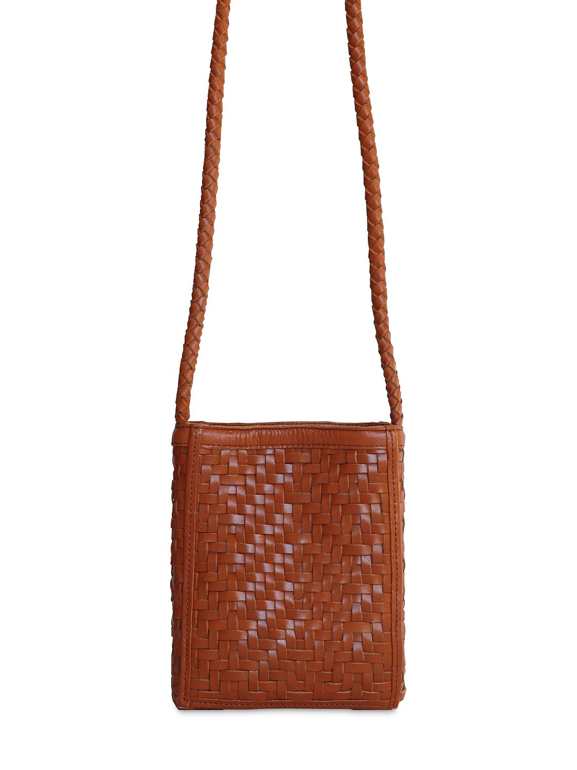 Bembien Porta Handwoven Leather Shoulder Bag In Sienna