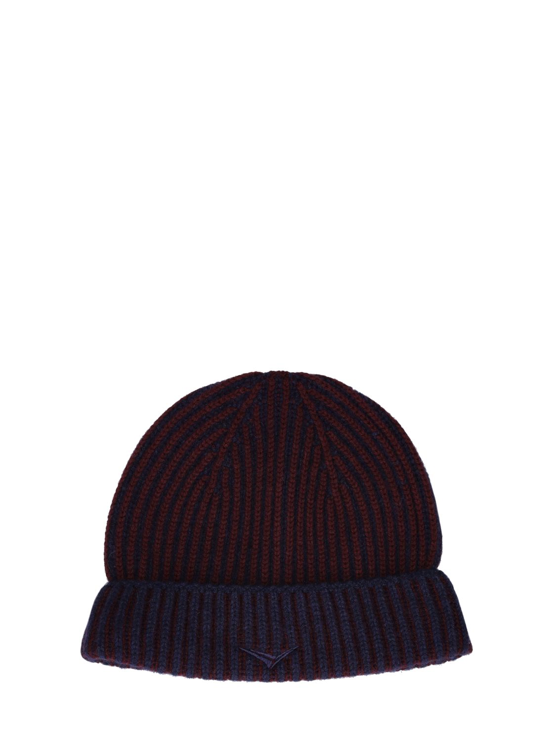 Sease Ribbed Cashmere Reversible Beanie In Navy Crimson