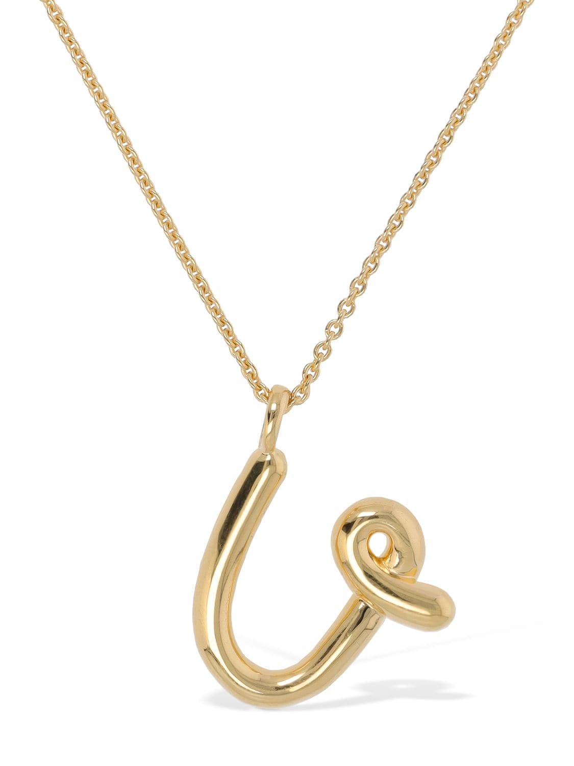 Image of Curvy Molten "u" Pendant Necklace