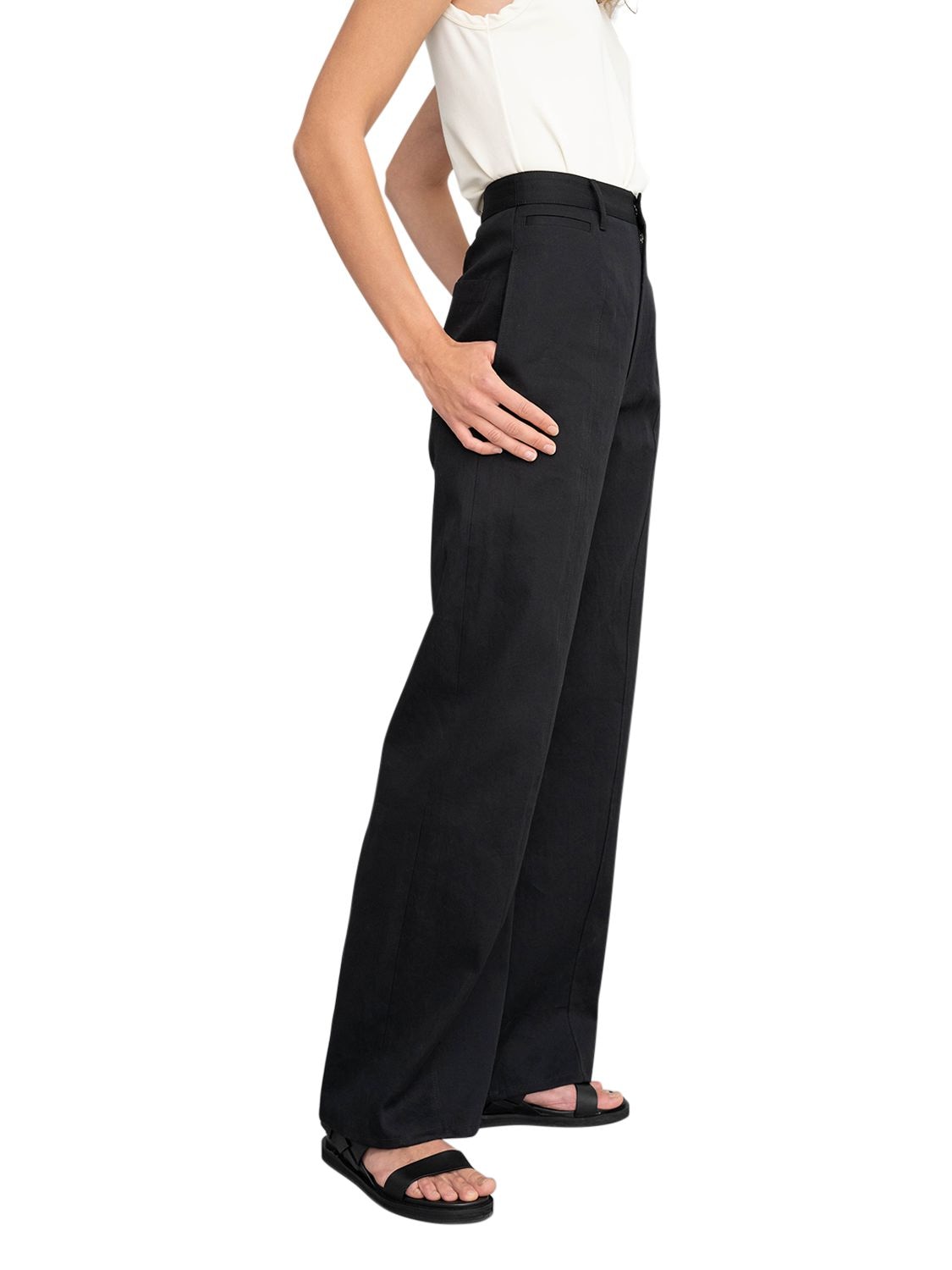 Deveaux Lizzy Cotton Twill Wide Leg Pants In Black