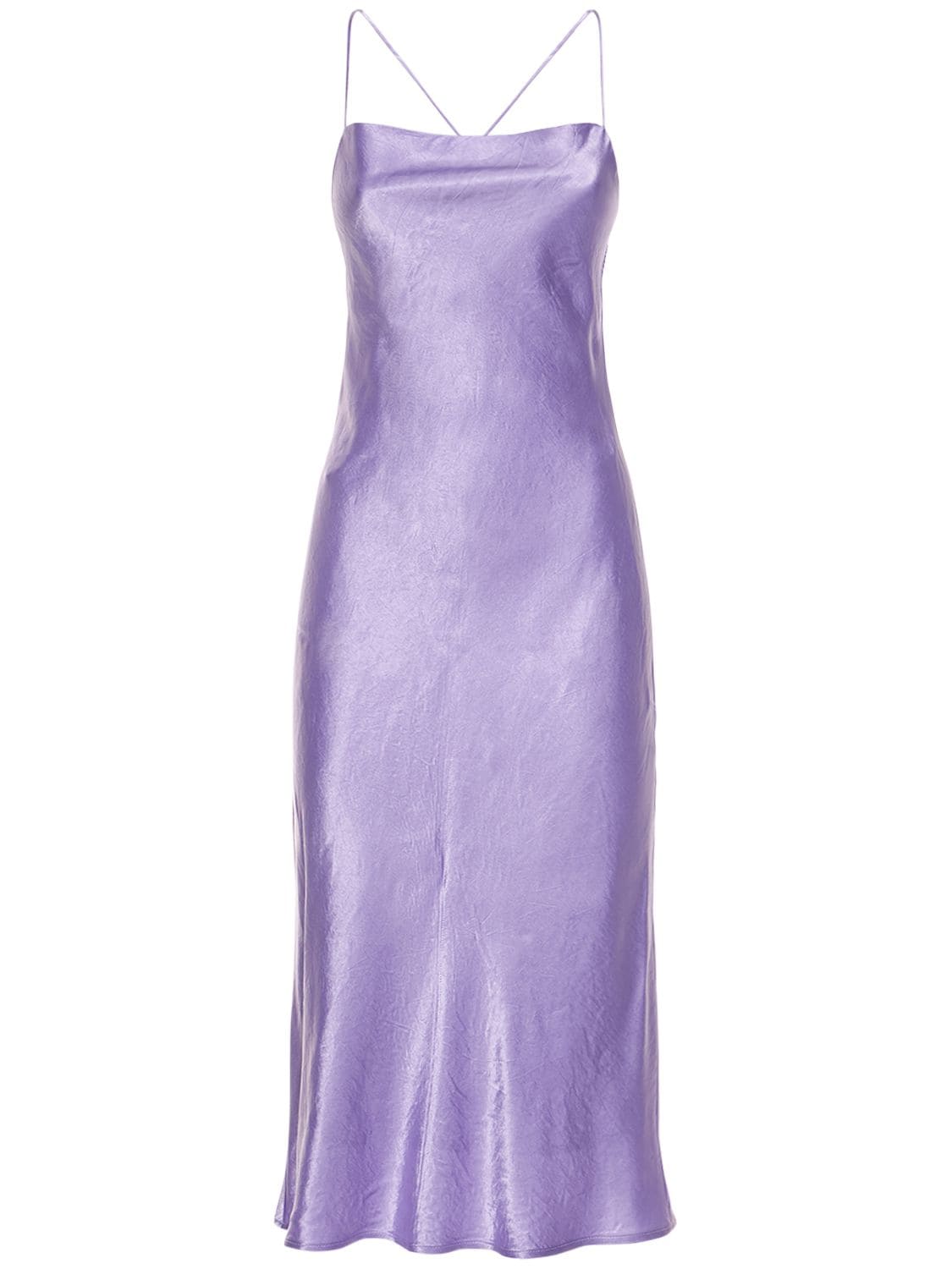 Third Form Crush Bias Cowl Satin Midi Slip Dress In Purple