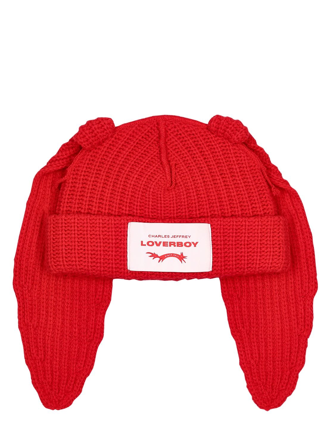 Charles Jeffrey Loverboy Chunky Rabbit Wool Blend Beanie In Red