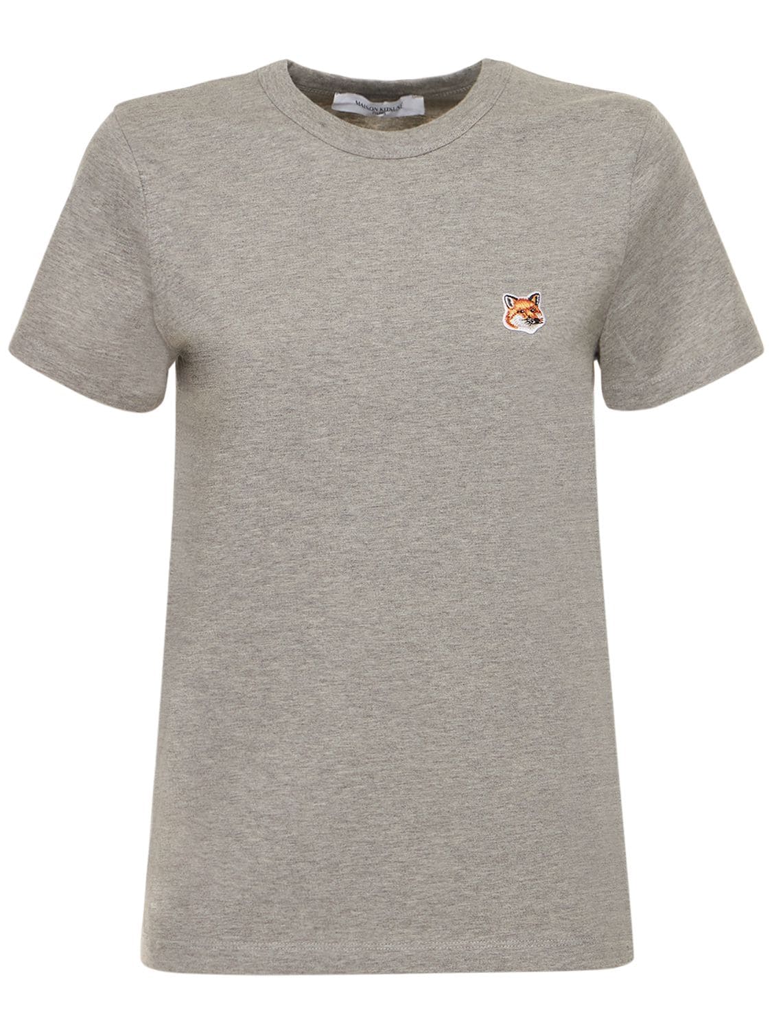 Maison Kitsuné Fox Head Patch Cotton T-shirt In Grey