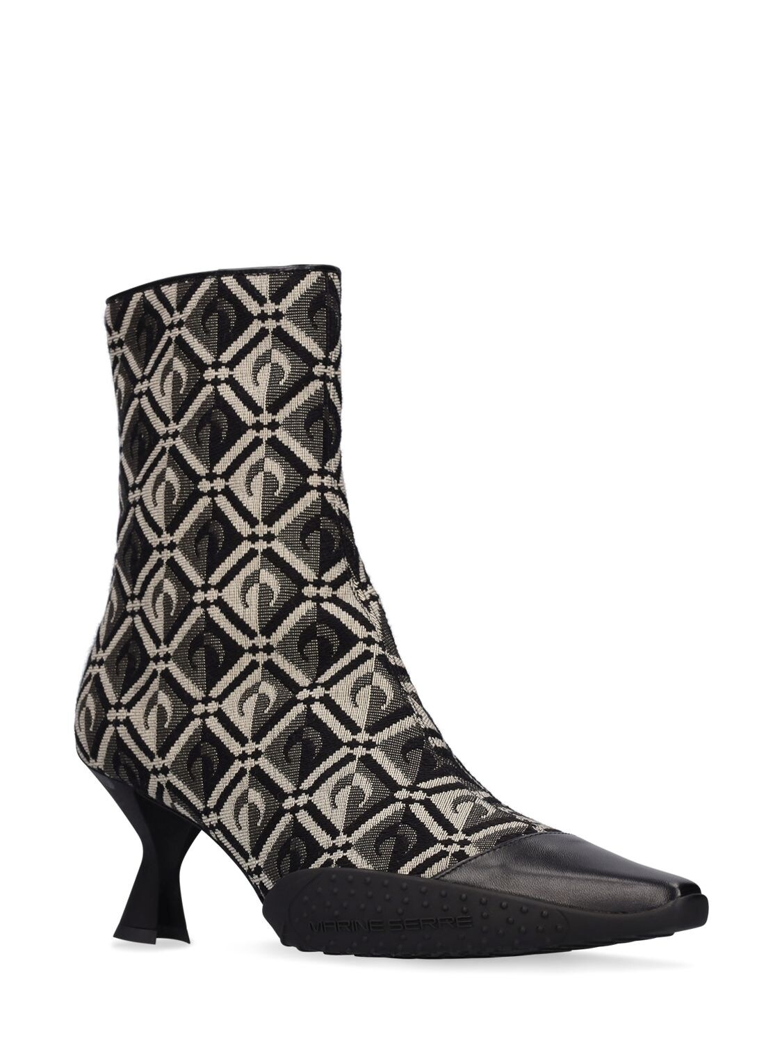 Marine Serre 70mm Cotton & Faux Leather Ankle Boots In Black | ModeSens