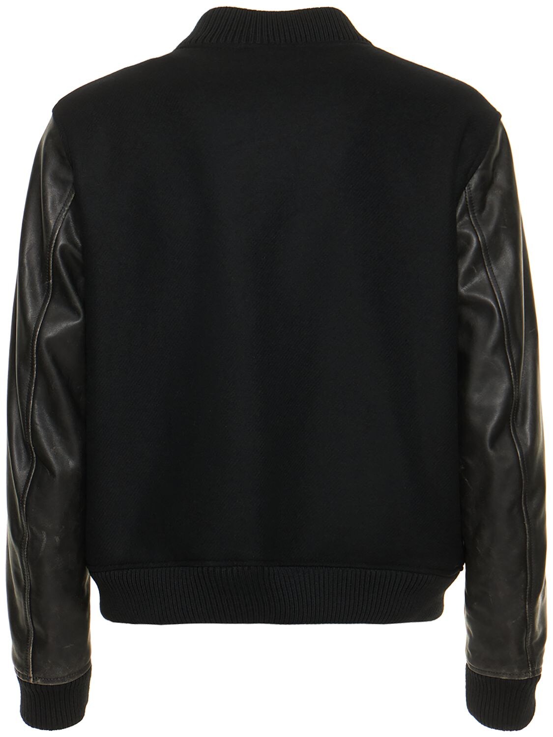 Off-white Patch Leather Sleeve Varsity Jacket Black | ModeSens