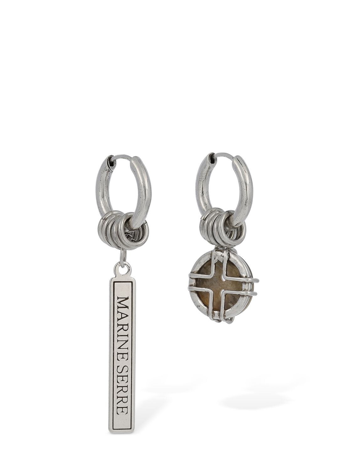 Marine Serre Elixir Gothic Mismatched Earrings In Silver,multi