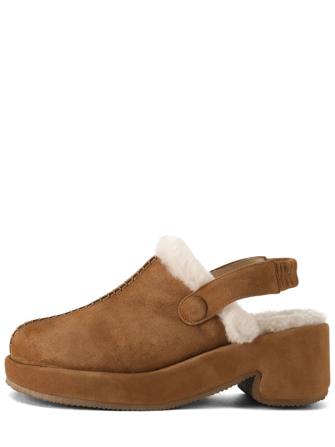 Osoi 50mm Suede & Shearling Clogs In Camel