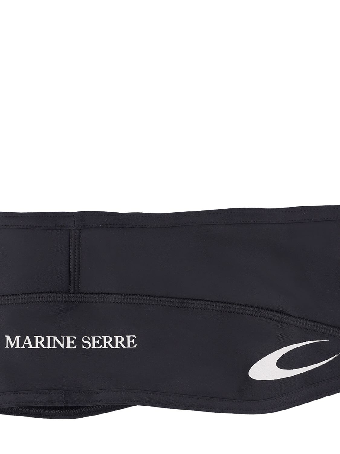 Shop Marine Serre Logo Print Thermal Nylon Headband In Black