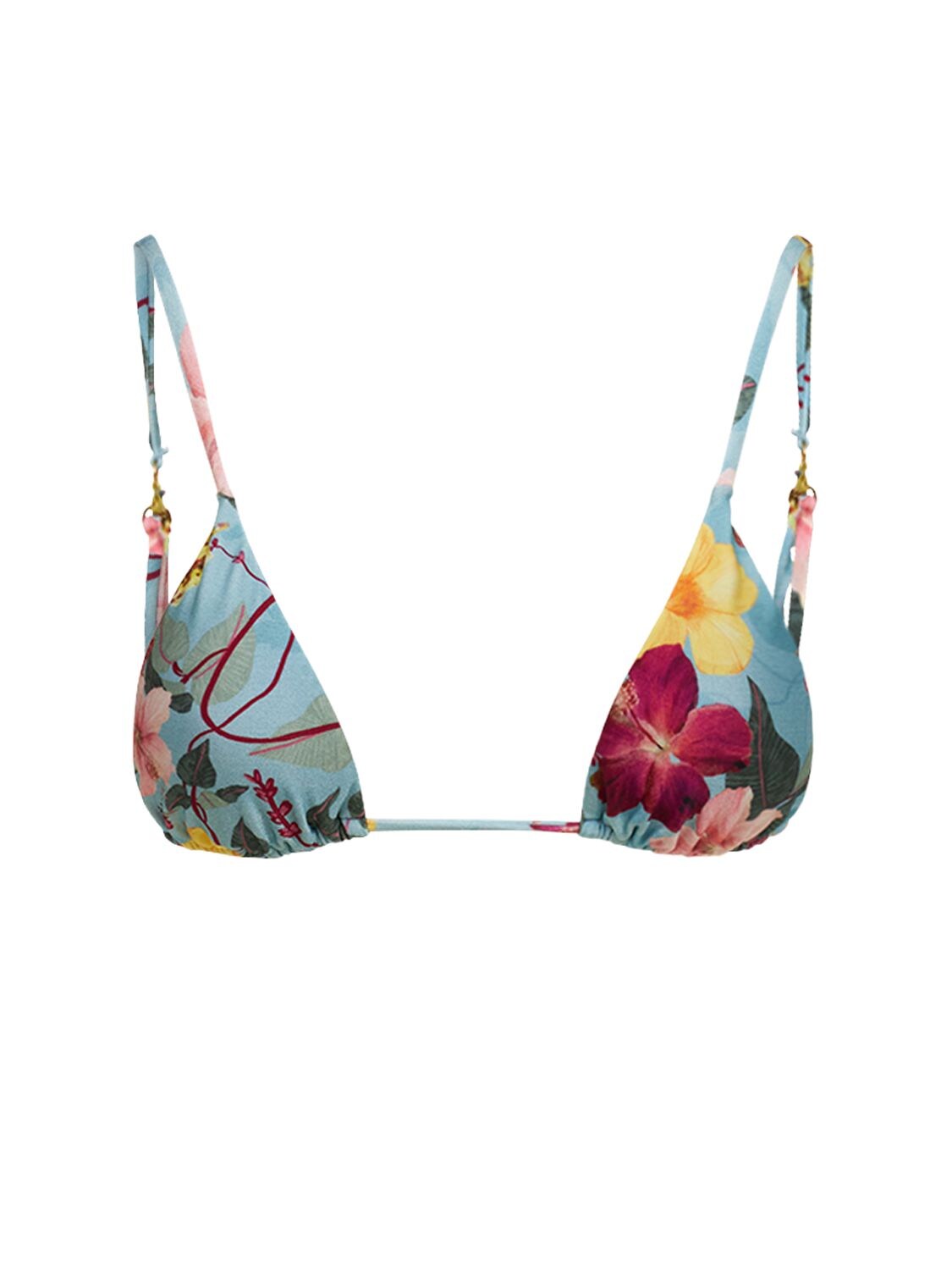 Patbo Hibiscus Printed Triangle Bikini Top In Blue,multi | ModeSens