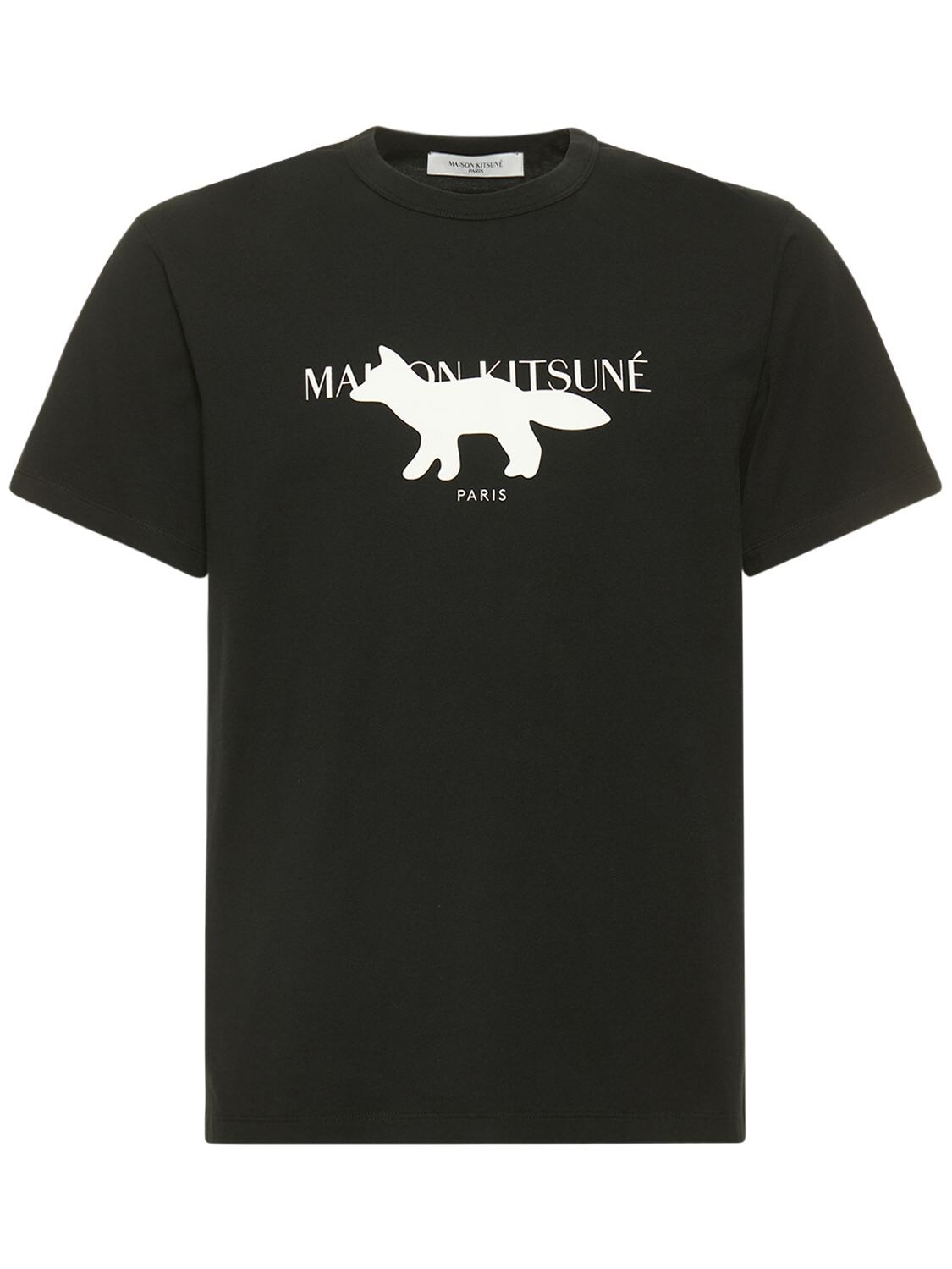 Maison Kitsuné Profile Fox Print Cotton Jersey T-shirt In Black