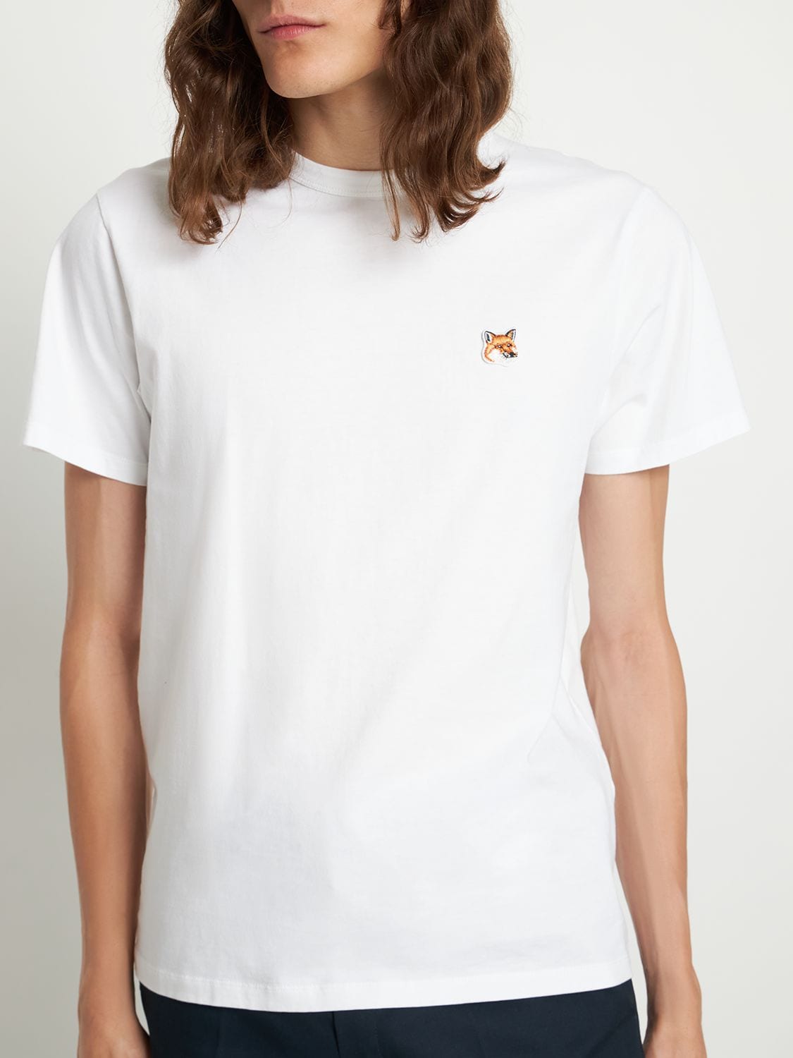 Shop Maison Kitsuné Fox Logo Cotton Jersey T-shirt In 화이트