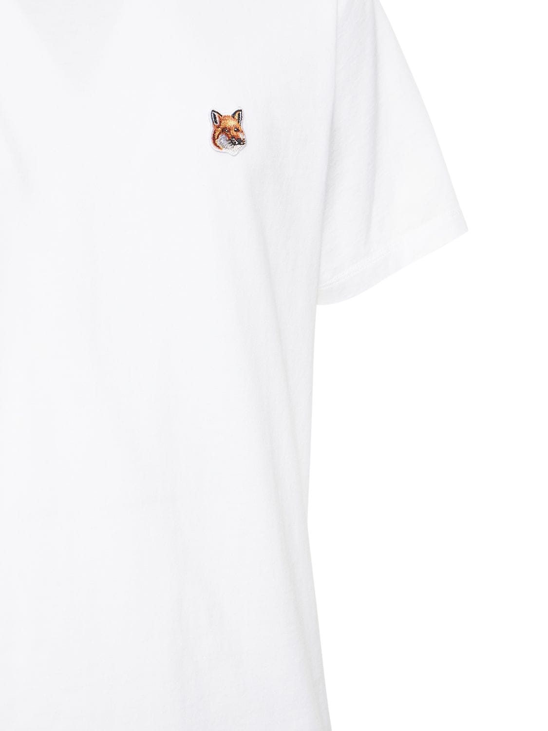 Shop Maison Kitsuné Fox Logo Cotton Jersey T-shirt In 화이트