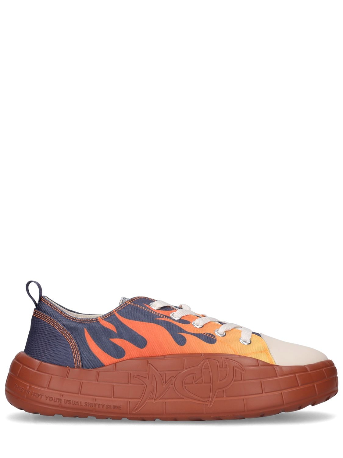 Acupuncture Nyu Vulc Flame Canvas Sneakers In Blue,orange