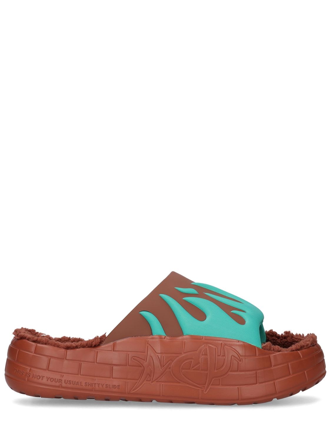 Acupuncture Nyu Flames Rubber Slide Sandals In Brown